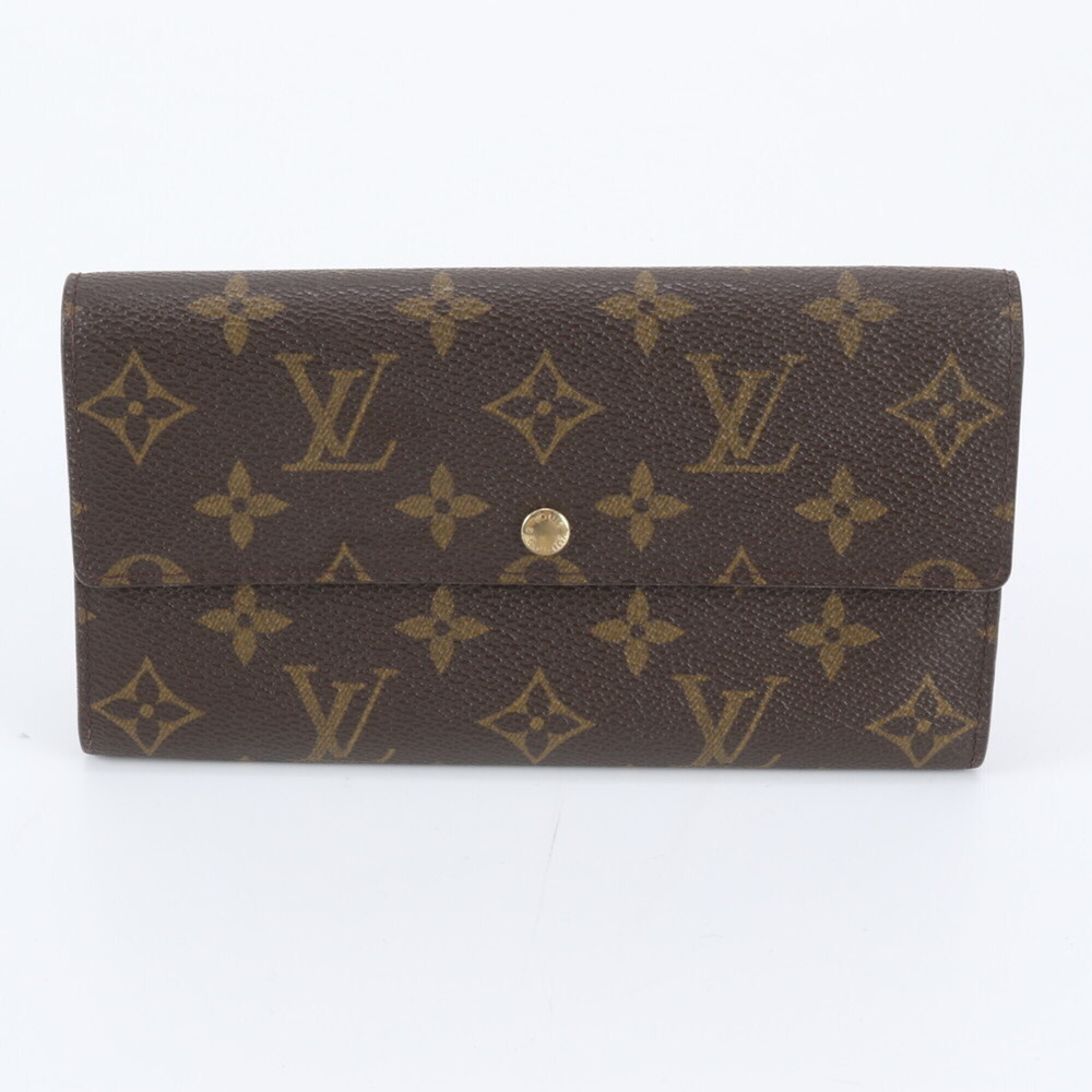 Louis Vuitton Monogram Porte Monnaie Credit M61725 Leather Long Wallet for Men